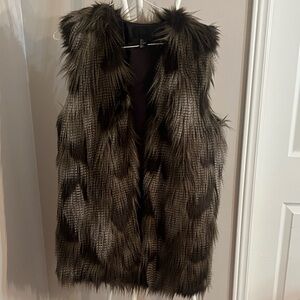 H&M Faux Fur Vest in Brown and Black
